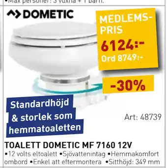 SeaSea TOALETT DOMETIC MF 7160 12V erbjuda