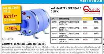 SeaSea VARMVATTENBEREDARE QUICK 20L erbjuda