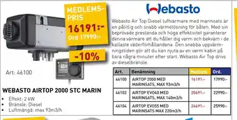 SeaSea WEBASTO AIRTOP 2000 STC MARIN erbjuda
