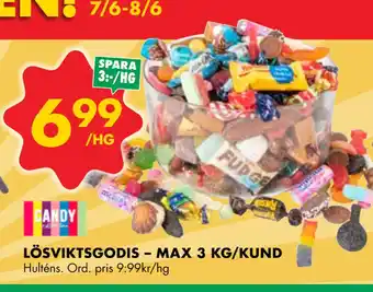 ÖoB LÖSVIKTSGODIS – MAX 3 KG/KUND erbjuda