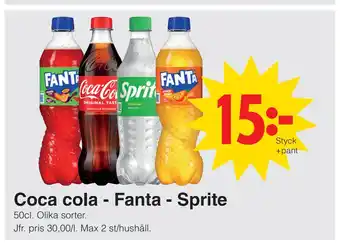 Matöppet Coca cola - Fanta - Sprite erbjuda