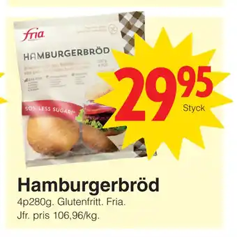 Matöppet Hamburgerbröd erbjuda