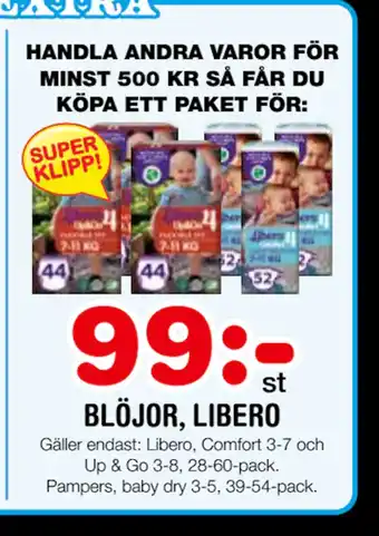 Nya Pulsen BLÖJOR, LIBERO erbjuda