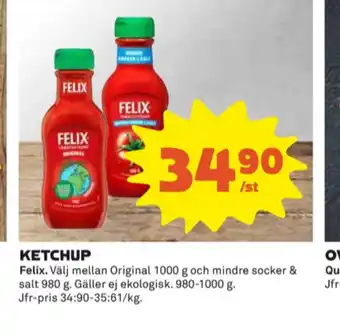 Coop Felix ketchup erbjuda
