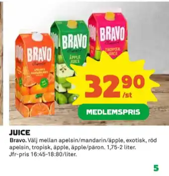 Coop Bravo juice erbjuda