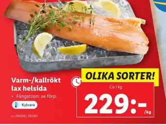 Lidl Varm-/kallrökt lax helsida erbjuda
