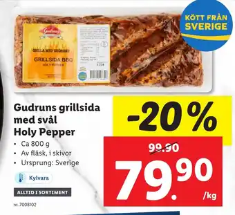 Lidl Gudruns grillsida med svål Holy Pepper erbjuda