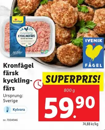 Lidl Kronfågel färsk kyckling- färs erbjuda