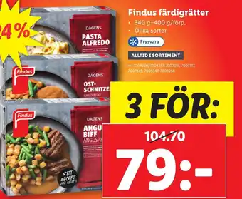 Lidl Findus färdigrätter erbjuda