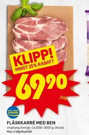 ICA Kvantum FLÄSKKARRÉ MED BEN erbjuda