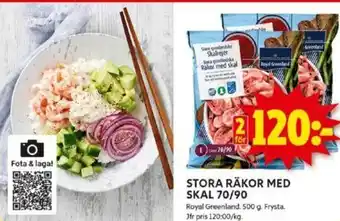 ICA Kvantum STORA RÄKOR MED SKAL 70/90 erbjuda