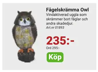 Erlandsons Brygga Fågelskrämma Owl erbjuda