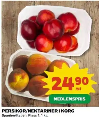 Coop PERSIKOR/NEKTARINER I KORG erbjuda