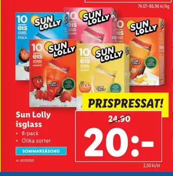 Lidl Sun Lolly isglass erbjuda