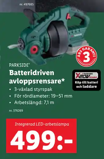 Batteridriven avloppsrensare