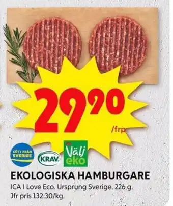 ICA Kvantum EKOLOGISKA HAMBURGARE erbjuda