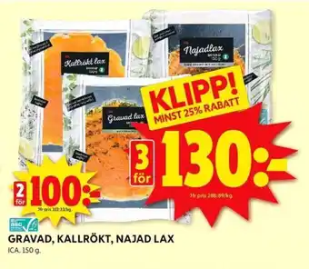 ICA Kvantum GRAVAD, KALLRÖKT, NAJAD LAX erbjuda