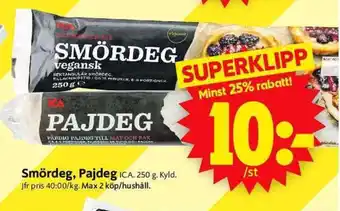 ICA Supermarket Smördeg, Pajdeg erbjuda