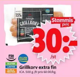 ICA Supermarket Grillkorv extra fin erbjuda