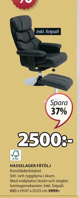 JYSK HASSELAGER FÅTÖLJ erbjuda