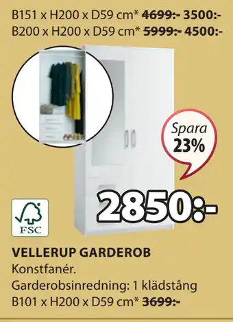 JYSK VELLERUP GARDEROB erbjuda