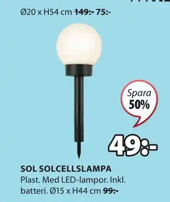 JYSK SOL SOLCELLSLAMPA erbjuda