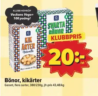 Bönor, kikärter