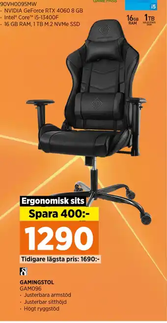 Power GAMINGSTOL erbjuda