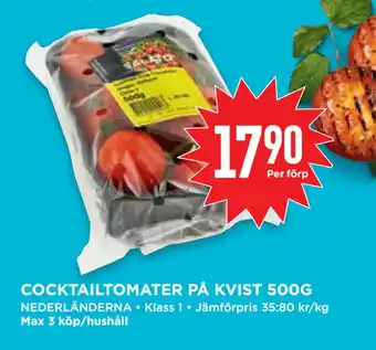 Willys Hemma COCKTAILTOMATER PÅ KVIST 500G erbjuda