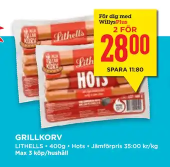 Willys Hemma GRILLKORV erbjuda