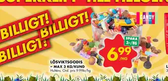 ÖoB LÖSVIKTSGODIS – MAX 3 KG/KUND erbjuda