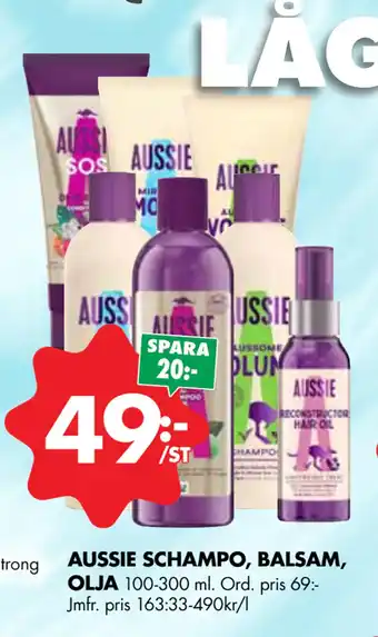 ÖoB AUSSIE SCHAMPO, BALSAM, OLJA erbjuda