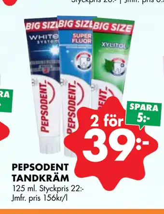 ÖoB PEPSODENT TANDKRÄM erbjuda