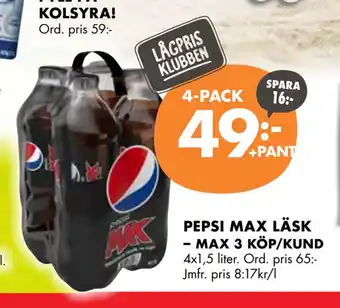 ÖoB PEPSI MAX LÄSK – MAX 3 KÖP/KUND erbjuda