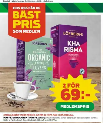 Coop Kharisma kaffe malet erbjuda
