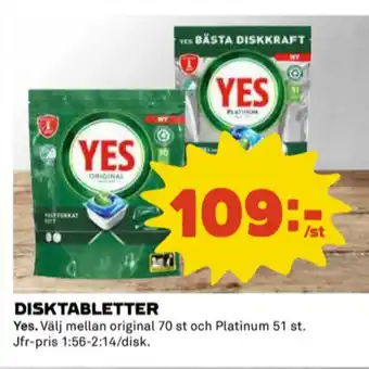Coop Yes diskmaskintabs erbjuda