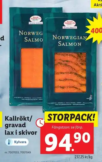 Lidl Kallrökt/ gravad lax i skivor erbjuda