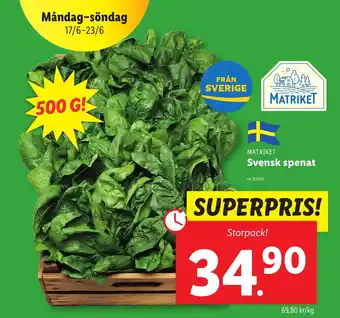 Lidl Svensk spenat erbjuda