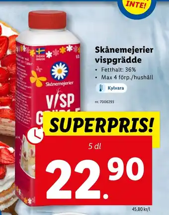 Lidl Skånemejerier vispgrädde erbjuda