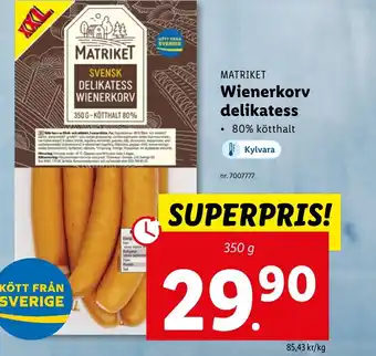 Lidl Wienerkorv delikatess erbjuda