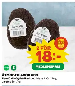 Coop Daglivs ÄTMOGEN AVOKADO erbjuda
