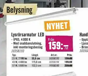 Hornbach Lysrörsarmatur LED erbjuda