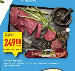 Willys Naturkött oxfilé erbjuda