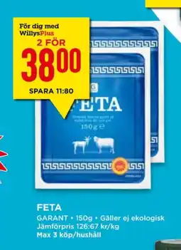 Willys Hemma Garant fetaost erbjuda
