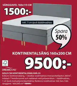 JYSK GOLD C30 KONTINENTALSÄNG GRÅ-23 erbjuda