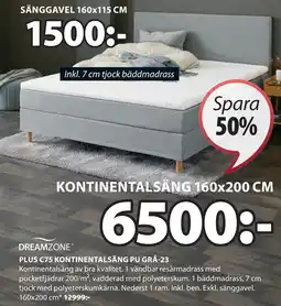 JYSK PLUS C75 KONTINENTALSÄNG PU GRÅ-23 erbjuda