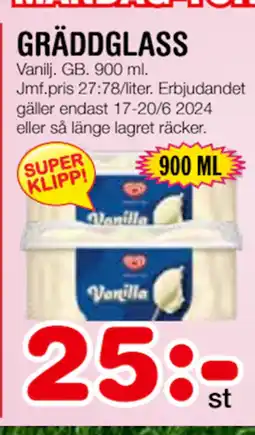 Nya Pulsen GRÄDDGLASS erbjuda