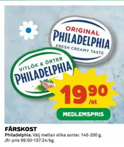 Coop Philadelphia färskost erbjuda