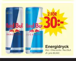 Matöppet Red bull energidryck erbjuda