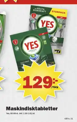 Pekås Yes diskmaskintabs erbjuda